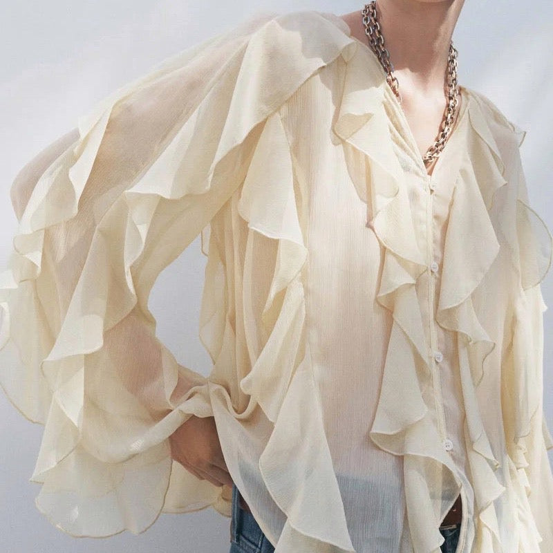 Camisa Elegante Babados Vívian