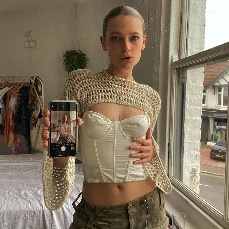Top Elegante Sobreposição Allie