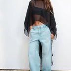Blusa Elegante Capa Assimétrica