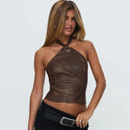 Top Elegante Couro Desirée