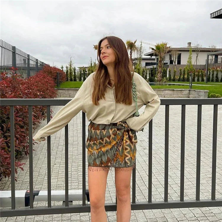 Saia Elegante Estampada Bohemia