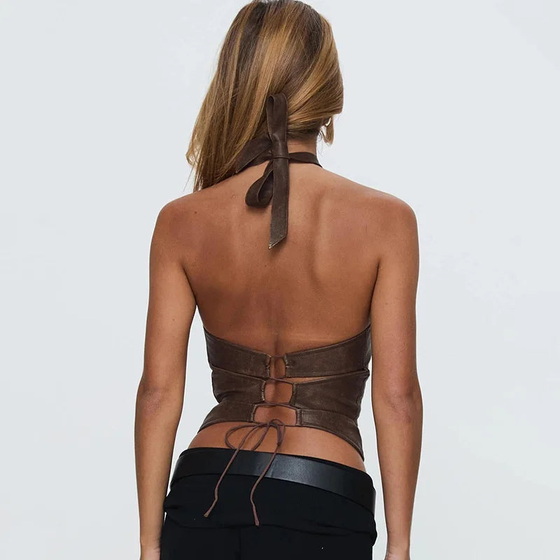 Top Elegante Couro Desirée
