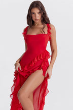 Vestido Longo Babado Estela