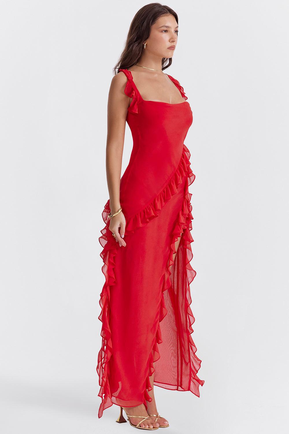 Vestido Longo Babado Estela