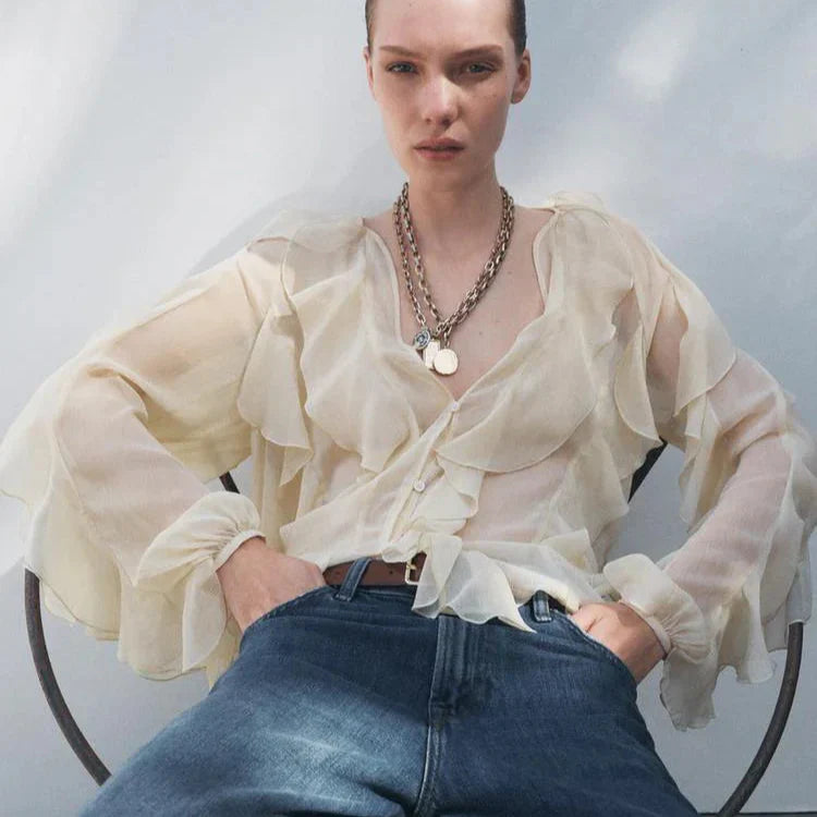 Camisa Elegante Babados Vívian