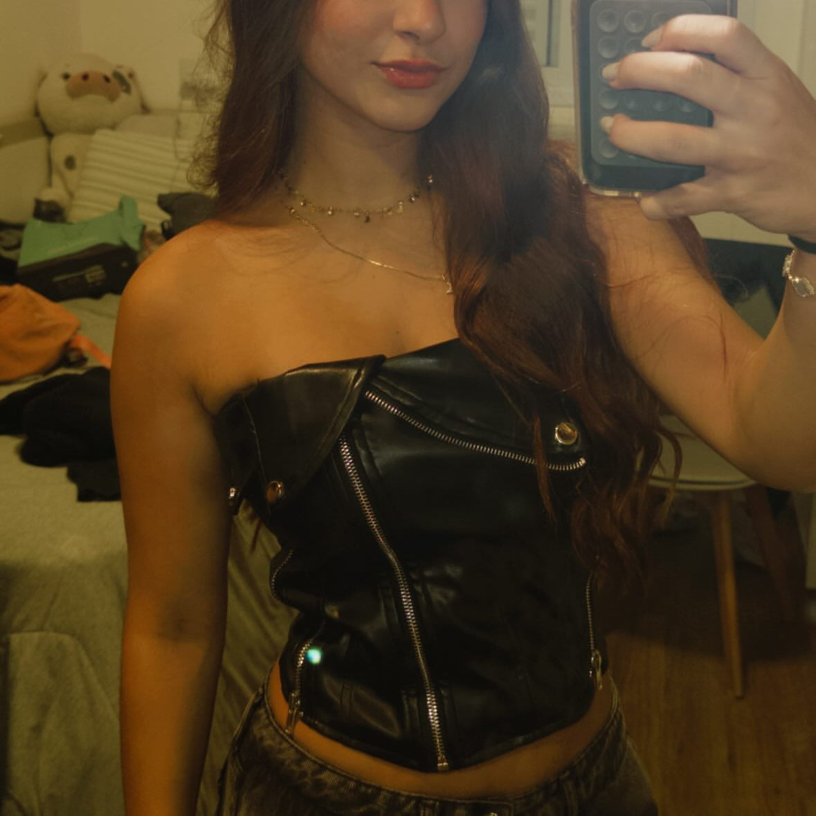 Corset Elegante Couro Lisa