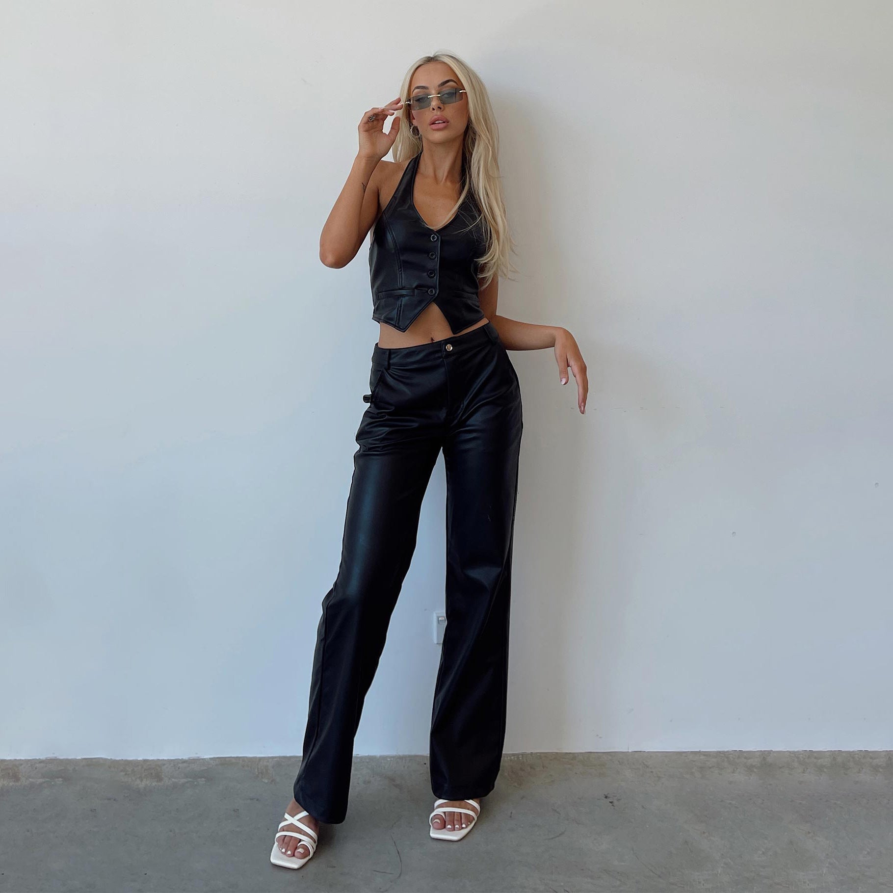 Cropped Elegante Couro Rosie