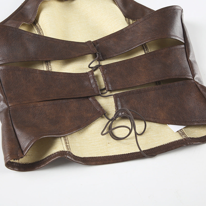 Top Elegante Couro Desirée